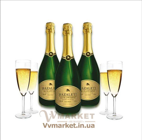 Купить Шампанское (игристое вино) Bazaleti (Базалети) полусладкое, 0.75л с доставкой Киев, Николаев, Херсон, Львов, Днепропетровск, Украина