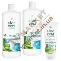 Aloe Verа гель питьевой Алоэ Вера (Алоє Вера) Фридом, набор 2шт по 1л и Алоэ Вера Крем с прополисом, 100 мл, LR
