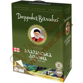 Вино Дедушка Валико Алазанская долина, белое, полусладкое, 3л с доставкой вся Украина