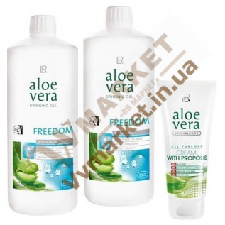 Aloe Verа гель питьевой Алоэ Вера (Алоє Вера) Фридом, набор 2шт по 1л и Алоэ Вера Крем с прополисом, 100 мл, LR с доставкой вся Украина