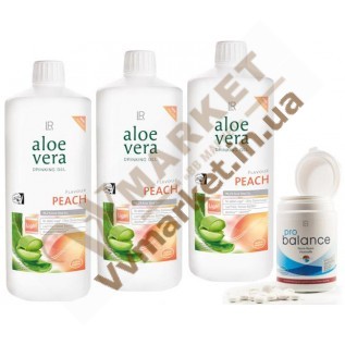 Aloe Verа гель питьевой Алоэ Вера (Алоє Вера) с добавкой Персик, набор 3шт. по 1л и Пробаланс (ProBalance), 360 табл, LR с доставкой вся Украина