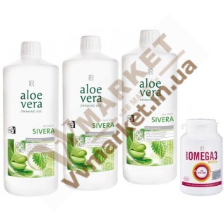 Aloe Verа гель питьевой Алоэ Вера (Алоє Вера) с экстрактом крапивы, набор 3шт. по 1л и Супер Омега-3 Актив Super OMEGA-3 active, 60, LR с доставкой вся Украина