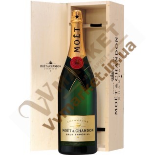 Шампанское Моет Шандон (Moet & Chandon) брют Империал белое, 3л, деревянный бокс, Франция  с доставкой вся Украина